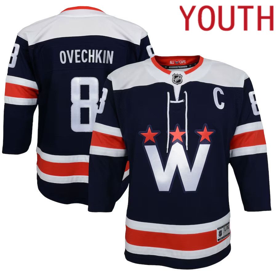 Youth Washington Capitals #8 Alexander Ovechkin Navy Alternate Premier Player NHL Jersey